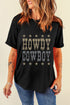 Black HOWDY COWBOY Star Print Crew Neck Loose T Shirt